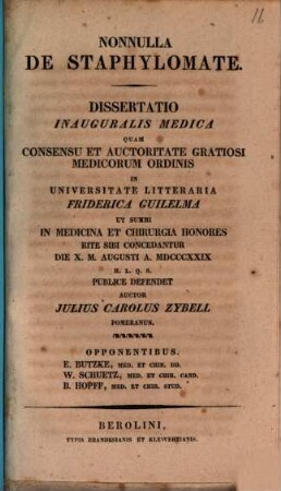 Nonnulla de staphylomate : diss. inaug. med.