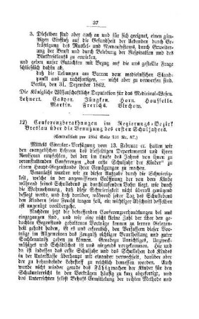 Conferenzberathung im Regierungs-Bezirk Breslau über die Benutzung des ersten Schuljahres : [IV. Seminarien, Bildung der Lehrer und deren persönliche Verhältnisse]