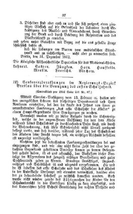 Conferenzberathung im Regierungs-Bezirk Breslau über die Benutzung des ersten Schuljahres : [IV. Seminarien, Bildung der Lehrer und deren persönliche Verhältnisse]