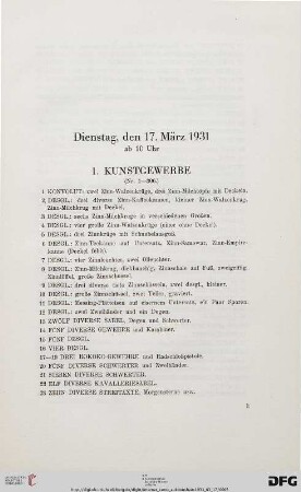1. Kunstgewerbe (Nr. 1-306)
