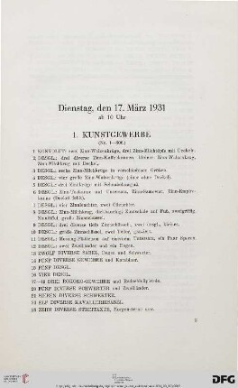1. Kunstgewerbe (Nr. 1-306)