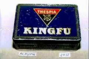 Blechdose für "50 KINGFU CIGARETTEN, CIGARETTENFABRIK 'THESPIA'