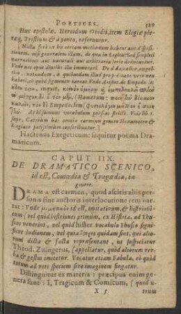 Caput IIX. De Dramatico Scenico, id est, Comoedia Et Tragoedia, in genere