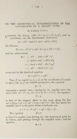 On the geometrical interpretation of the covariants of a binary cubic.