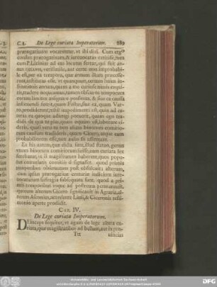 Cap. IV. De Lege curiata Imperatorum.