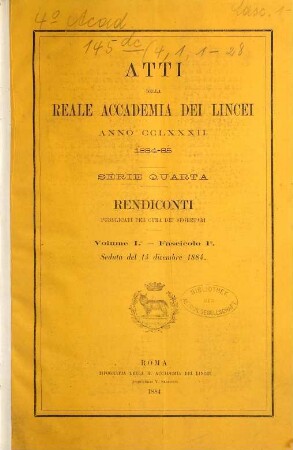 Rendiconti. 1. 1884/85 (1885)