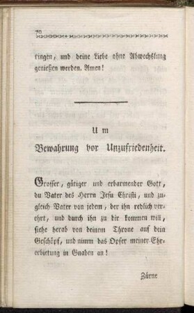 Um Bewahrung vor Unzufriedenheit.
