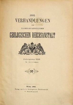 Verhandlungen der Geologischen Reichsanstalt. 1892
