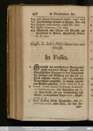Classis X. Libri Miscellanei nec non Omissi.