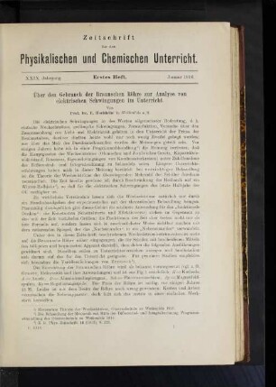 Über den Gebrauch der Braunschen Röhre zur Analyse von elektrischen Schwingungen im Unterricht.