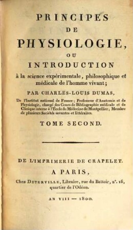 Principes De Physiologie, Ou Introduction à la science expérimentale, philosophique et médicale de l'homme vivant, 2