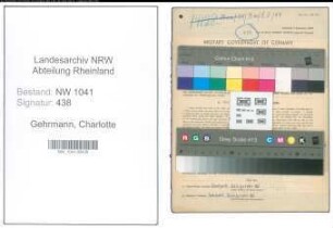 Entnazifizierung Charlotte Gehrmann , geb. 20.05.1912 (Lehrerin)