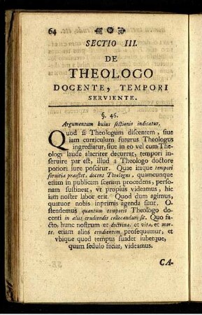 De Theologo Docente, Tempori Serviente.