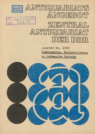 Nr. 1593: Homöopathie, Naturheilkunde u. verwandte Gebiete