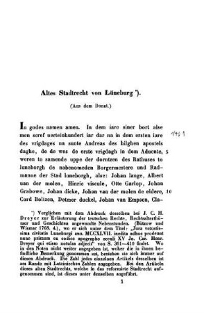 Altes Stadtrecht von Lüneburg *).
