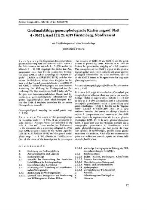 Großmaßstäbige geomorphologische Kartierung auf Blatt 4 - 9672 L Asel (TK 25:4819 Fürstenberg, Nordhessen)