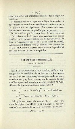 Sur une série fontionnelle.