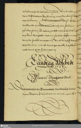Landtags Abschidt Anno 1599