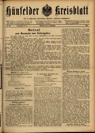 Ausgabe vom Dienstag, den 08. September 1914.