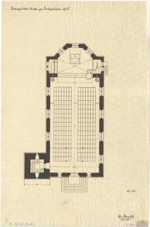 Schmidt, Heinrich von; Bretzenheim / Nahe; Ev. Kirche - Grundriss