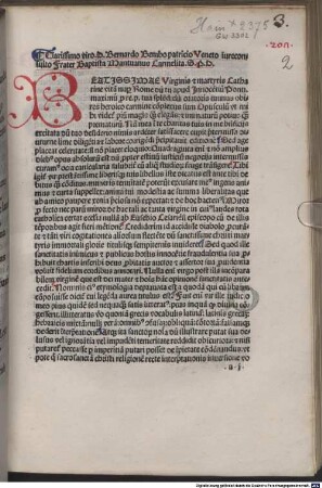 Parthenice secunda sive Catharinaria : mit Widmungsbrief des Autors an Bernardus Bembus. Mit Gedicht an den Leser von Franciscus Ceretus