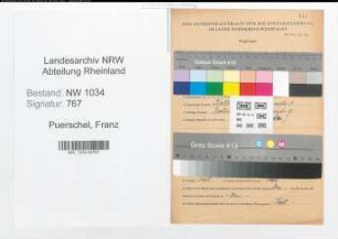 Entnazifizierung Franz Puerschel , geb. 27.04.1913 (Oberwachtmeister)