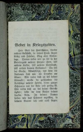 Gebet in Kriegszeiten.