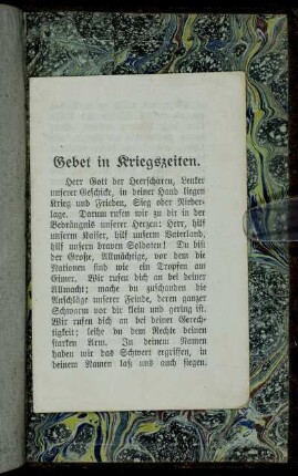 Gebet in Kriegszeiten.