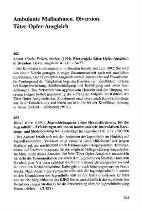 265-274, Ambulante Maßnahmen. Diversion. Täter-Opfer-Ausgleich