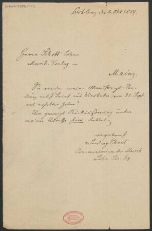 Brief an B. Schott's Söhne : 05.10.1889