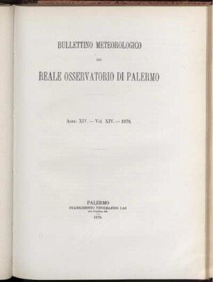 Bullettino Meteorologico Del Reale Osservatorio Di Palermo