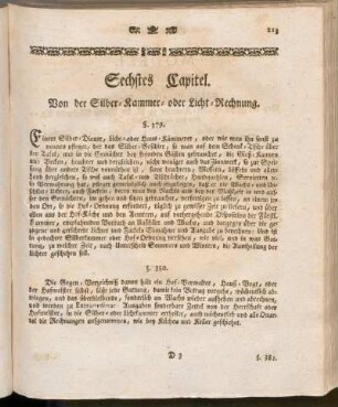Sechstes Capitel. Von der Silber-Kammer- oder Licht-Rechnung