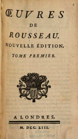 Oeuvres De Rousseau. 1