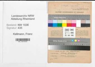 Entnazifizierung Franz Kellmann , geb. 23.08.1901 (Bergbauangestellter)