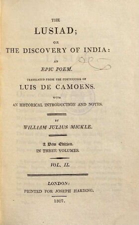 The Lusiad, or, The discovery of India : an epic poem, 2
