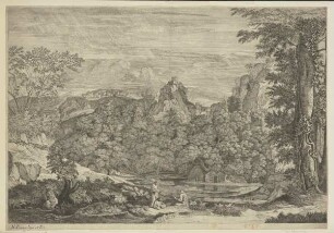 Landschaft mit drei Mönchen