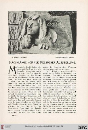 Nachklänge von der Dresdener Ausstellung