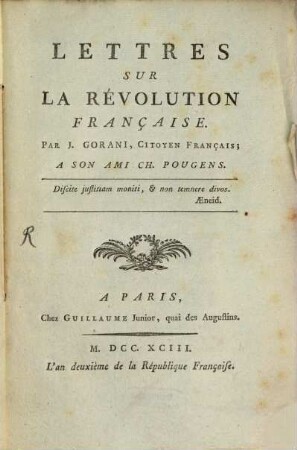 Lettres sur la revolution française