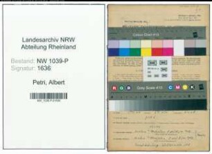 Entnazifizierung Albert Petri , geb. 21.10.1909 (Dentist)