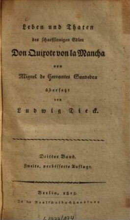 Leben und Thaten des scharfsinnigen Edlen Don Quixote von la Mancha, 3