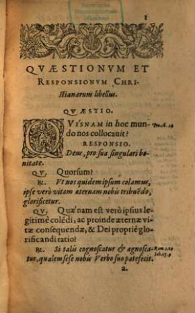 Quaestionum et responsionum Christianarum libellus. [1]