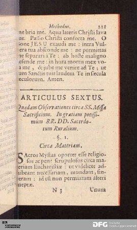 Articulus Sextus.