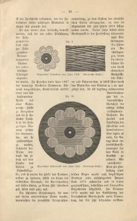 Fig. 9. Atlantisches Tiefseekabel vom Jahre 1866 (Natürliche Größe) ; Abbildung: Fig. 10. Atlantisches Küstenkabel vom Jahre 1866 (Natürliche Größe)
