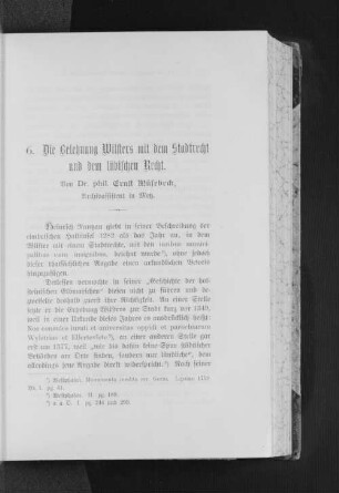 Die Belehnung Wilsters mit dem Stadtrecht und dem lübischen Recht