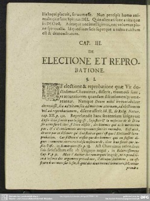 Cap. III. De Electione Et Reprobatione