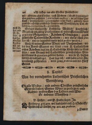 8. Capitel. Von der vornehmsten Lutherischen Priesterlichen Verrichtung.