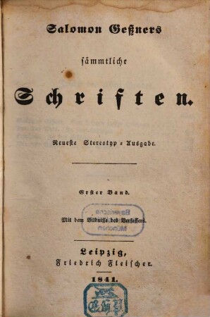 Salomon Geßners sämmtliche Schriften, 1