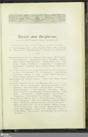 Bericht über Bergfahrten
