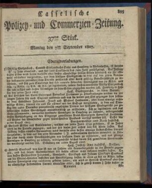 37tes Stück. Montag, den 7ten September 1807