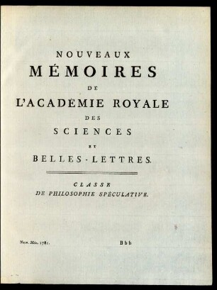 Classe De Philosophie Spéculative